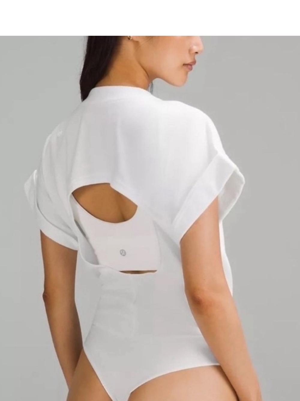 BNWOT WHITE COTTON OPEN BACK BODYSUIT SZ M